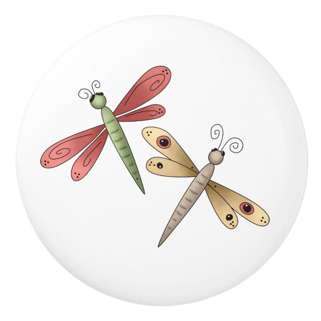 Whimsical Cute Dragonflies Drawer Knobs (Front)