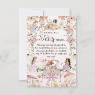 Whimsical Cute Fairies Birthday Wildflower Garden Thank You Card