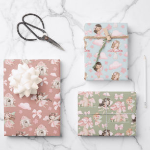 Whimsical Cute Fairy Tale Gift Wrap Set for Girls