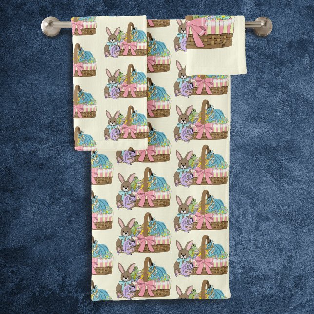 Whimsical Cute Fantasy Dragons Easter Basket  Bath Towel Set (Creator Uploaded)