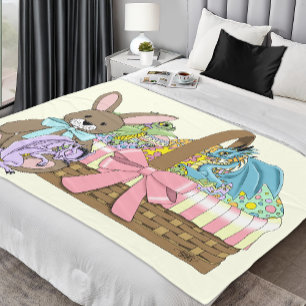 Whimsical Cute Fantasy Dragons Easter Basket Fleece Blanket