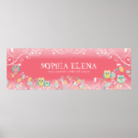 Whimsical Cute Fun Swirl Owl Owls Baby Name Wall