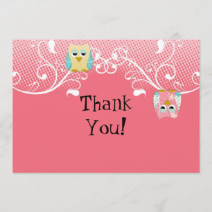Whimsical Cute Fun Swirl Owl Owls Baby Thank You
