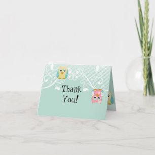 Whimsical Cute Fun Swirl Owl Owls Baby Thank You
