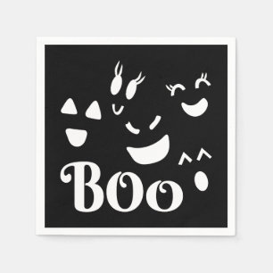 Whimsical Cute Ghost Face Boo Halloween Themed BLK Napkin