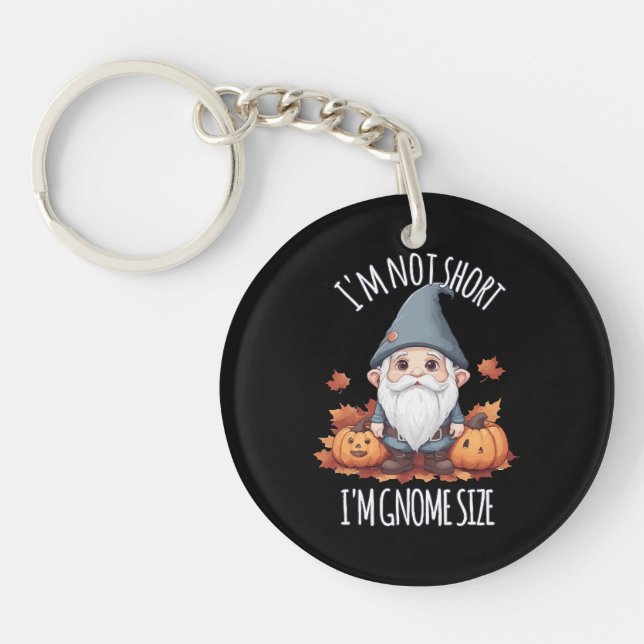 Whimsical Cute Gnome in Autumn Key Ring (Front)