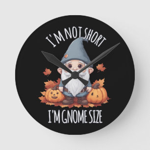 Whimsical Cute Gnome in Autumn Round Clock