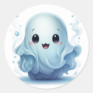 Whimsical cute Halloween ghost Classic Round Sticker
