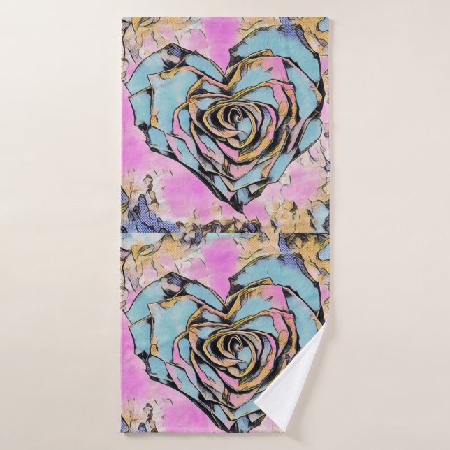 Whimsical cute heart colourful drawing   bath towel (Bath Towel)