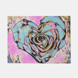 Whimsical cute heart colourful drawing    doormat