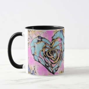 Whimsical cute heart colourful drawing   mug
