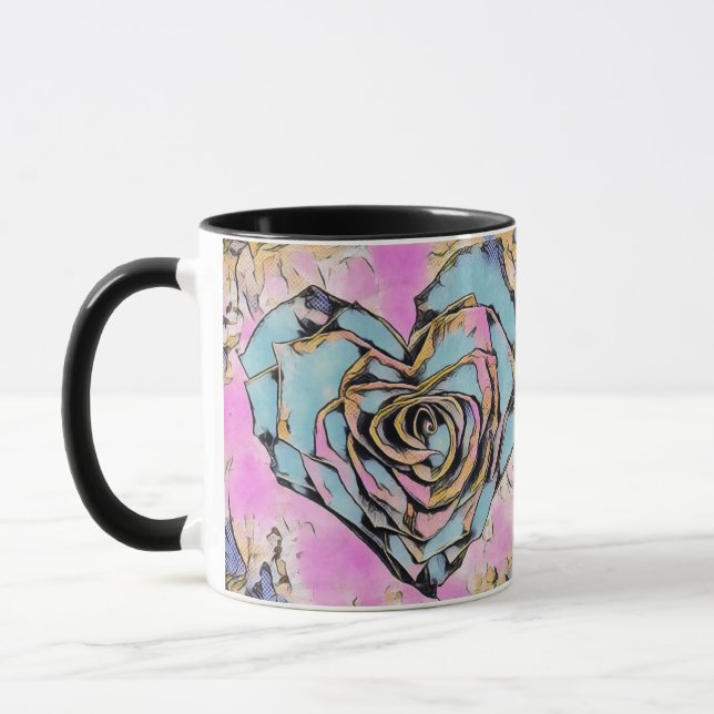 Whimsical cute heart colourful drawing   mug (Left)