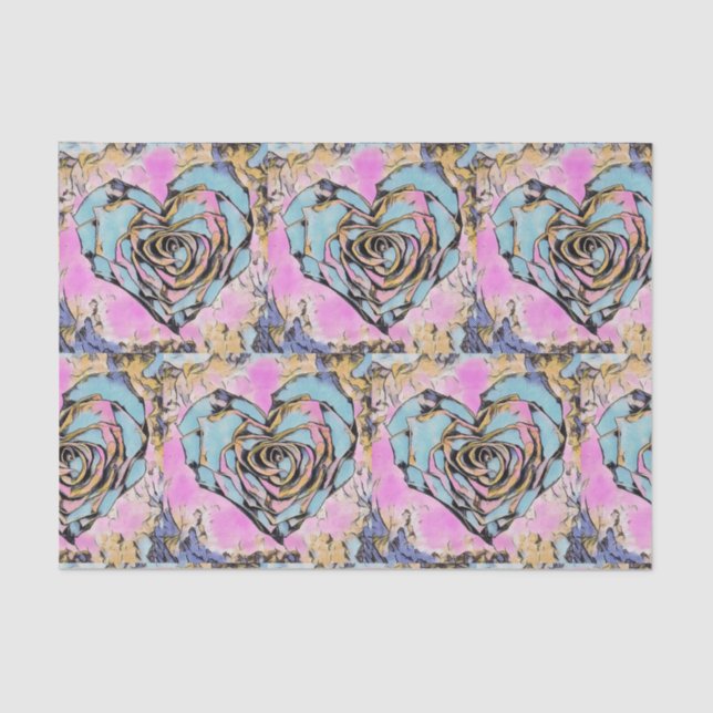 Whimsical cute heart colourful drawing    tissue paper (Front)