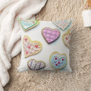 Whimsical cute hearts colourful drawing  cushion