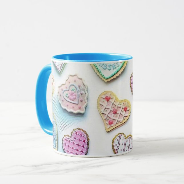 Whimsical cute hearts colourful drawing   mug (Front Left)