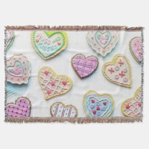 Whimsical cute hearts colourful drawing    throw blanket