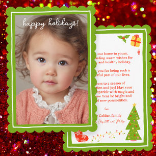 Whimsical Cute Icons Christmas CUSTOM PHOTO Holiday Card