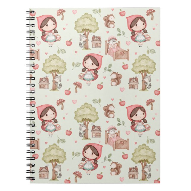 Whimsical Cute Little Red Riding Hood Storybook Notebook (Front)