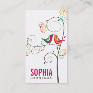 Whimsical Cute Love Birds Floral Boutique Identity Business Card