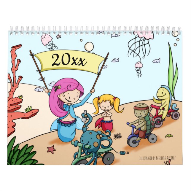 Whimsical Cute Mermaid Themed  Calendar (Cover)