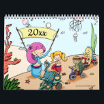 Whimsical Cute Mermaid Themed  Calendar<br><div class="desc">Add a touch of cuteness to your room with this calendar. Personalise the year. Illustrated and designed by Patricia Alvaerz</div>