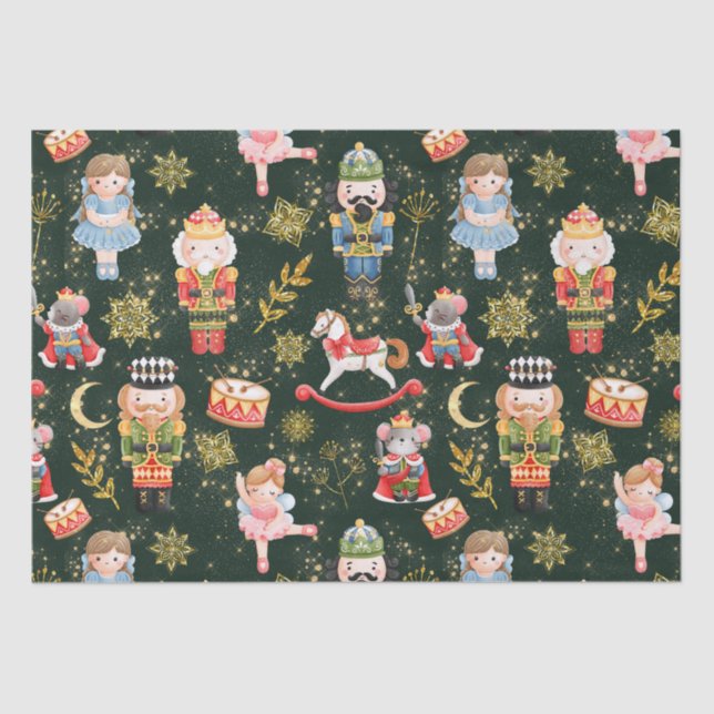 Whimsical Cute Nutcracker Ballet Dolls Fx Glitter Tissue Paper (Front)
