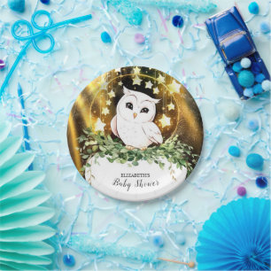 Whimsical Cute Owl Baby Shower Paper Plate