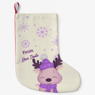 Whimsical Cute Purple Reindeer Christmas Stocking