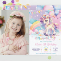 Whimsical Cute Rainbow Unicorn Magical Birthday