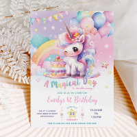 Whimsical Cute Rainbow Unicorn Magical Birthday