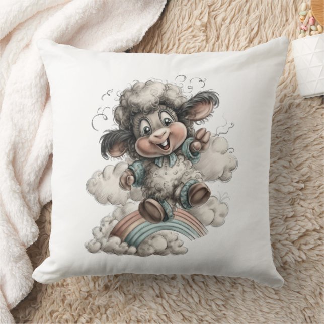 Whimsical Cute Sheep Cushion (Blanket)