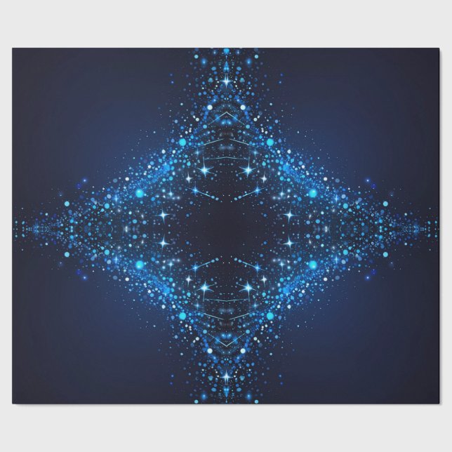 Whimsical Cute Sparkles on Deep Blue  Wrapping Paper (Seam)
