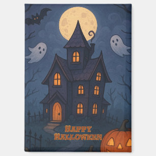 Whimsical Cute Spooky Haunted House   Halloween -  Magnet
