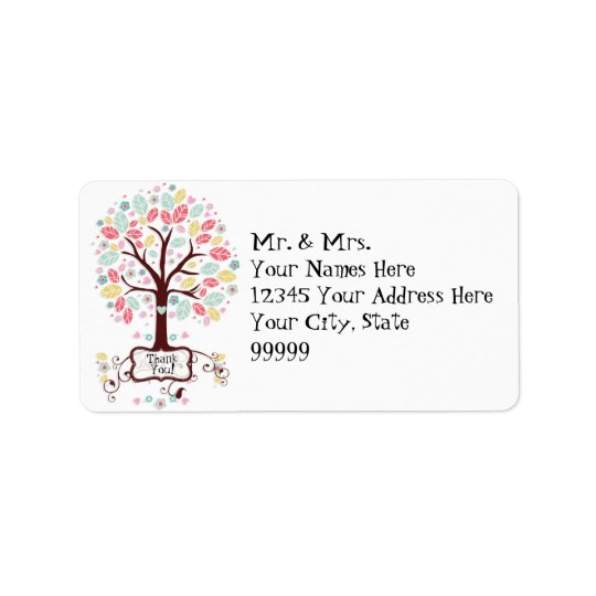 Whimsical Cute Swirl Heart Flower Tree Baby Shower Address Label