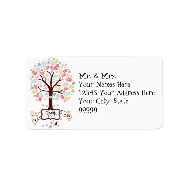 Whimsical Cute Swirl Heart Flower Tree Baby Shower Label (Front)