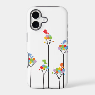 Whimsical Cute Tweet Birds Colourful Fun Tree Dots
