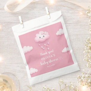 Whimsical cute white fluffy cloud nine theme pink  favour bag