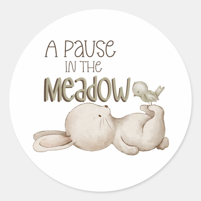 Whimsical Cute Woodland Friendship Bunny Bird Classic Round Sticker (Front)