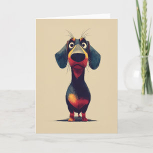  Whimsical Dachshund Character Illustration Card
