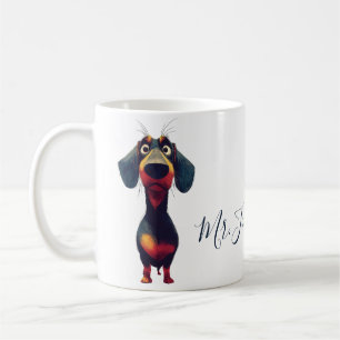  Whimsical Dachshund Character Illustration Coffee Mug