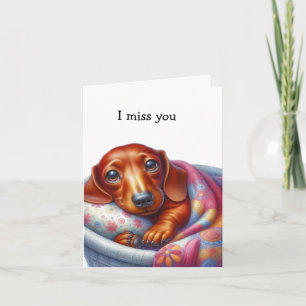 Whimsical Dachshund Miss You Card