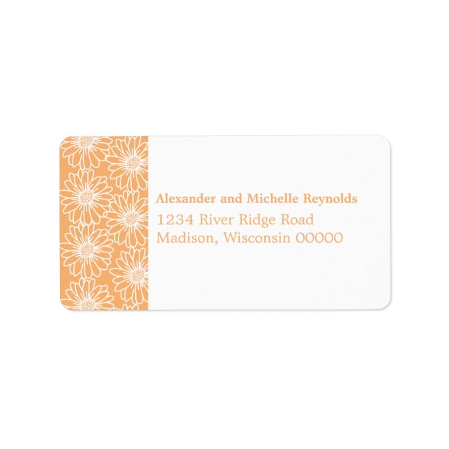 Whimsical Daisies Address Labels, Orange Label (Front)