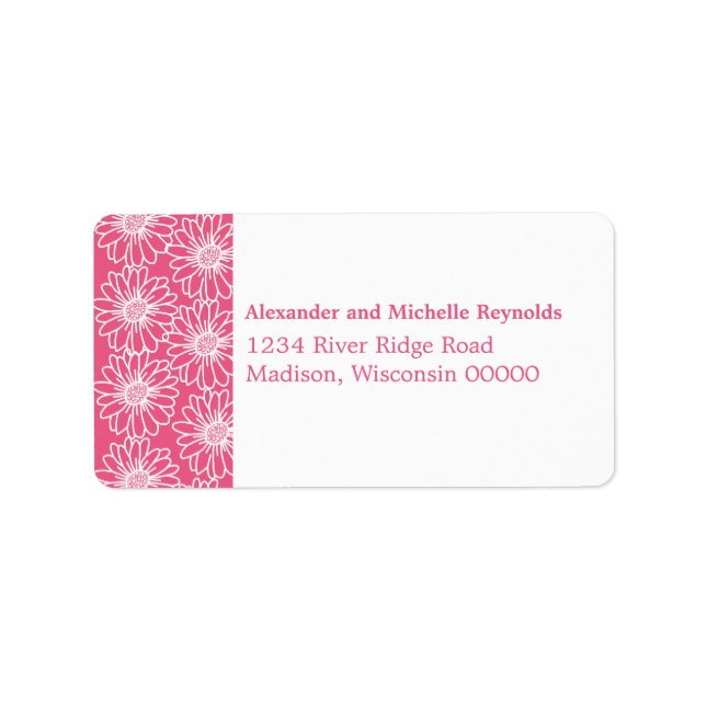 Whimsical Daisies Address Labels, Pink Label (Front)