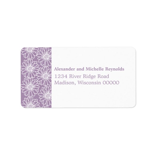 Whimsical Daisies Address Labels, Purple Label (Front)