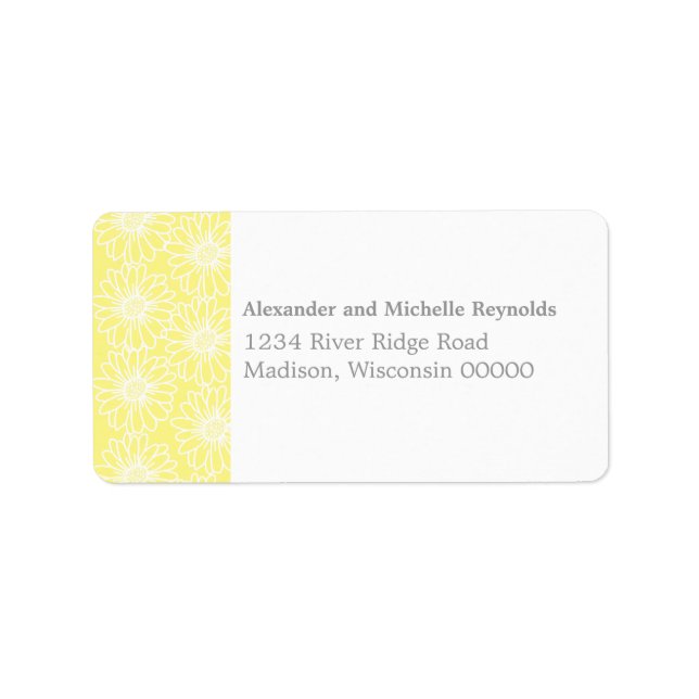 Whimsical Daisies Address Labels, Yellow Label (Front)