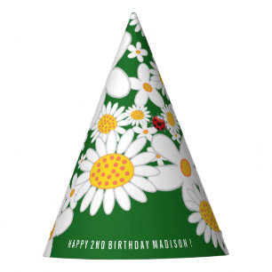 Whimsical Daisies & Ladybugs Birthday Party Hat