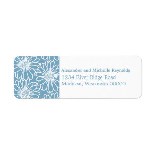 Whimsical Daisies Return Address Labels, Blue Label
