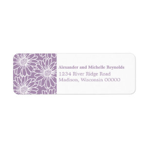 Whimsical Daisies Return Address Labels, Purple Label