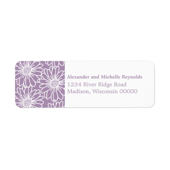 Whimsical Daisies Return Address Labels, Purple Return Address Label