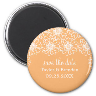 Whimsical Daisies Save the Date Magnet, Coral Magnet